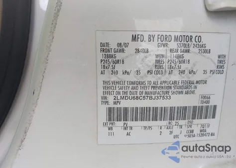 2007 Lincoln Mkx from USA, damaged, VIN 2LMDU68C57BJ37533